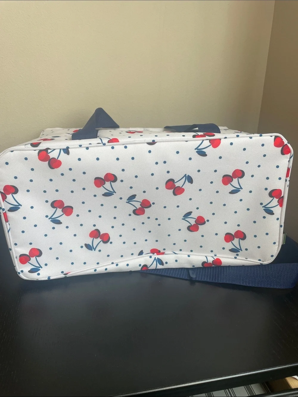 Kate Spade Insulated Cooler Bag Blue/White Cherries Polka Dot NWT